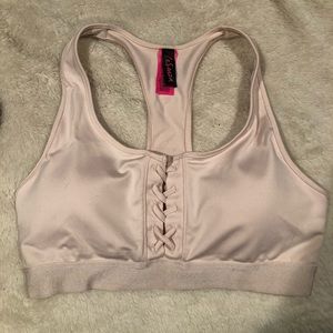 Pre-laced up sports bra
